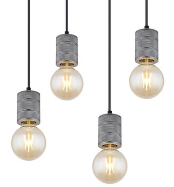 Suspension 8 lumières design Globo Freddy Gris Métal 54036-8