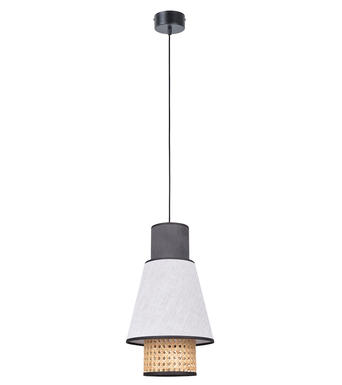 Suspension Singapour  Ø  22 cm - Blanc / Gris anthracite -  Lin / Cannage naturel - Market Set - 653644