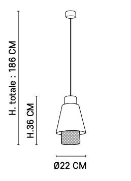 Suspension Singapour  Ø  22 cm - Blanc / Gris anthracite -  Lin / Cannage naturel - Market Set - 653644