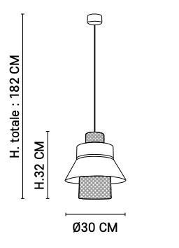 Suspension Singapour Ø 30 cm - Vert amande / Gris anthracite - Lin / Cannage naturel - Market Set - 653655