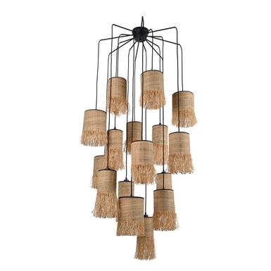 Suspension Formentera  Ø 70 cm - 16xE27 - Bana - Raphia frangé - Market Set - PR503492