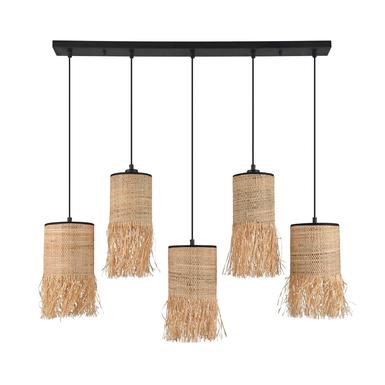 Suspension Formentera Ø 90 cm - 5xE27 - Bana - Raphia frangé - Market set - PR503489