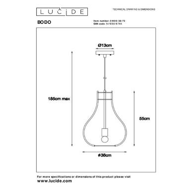 Suspension Bodo - Ø 38 cm - 1xE27 - Bois clair - Lucide - 01400/38/72