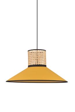 Suspension design Corep Pennsy Jaune Abat jour en lin/Cannage naturel 654458