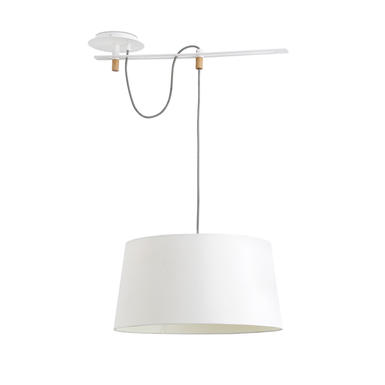 Suspension design Faro Fusta Blanc Metal + Tissu Abat Jour 28394