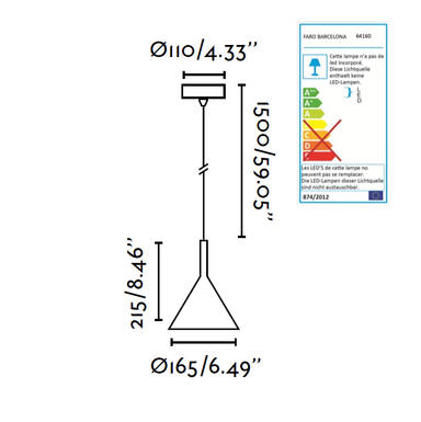 Suspension design Faro Pam Noir Métal 64160