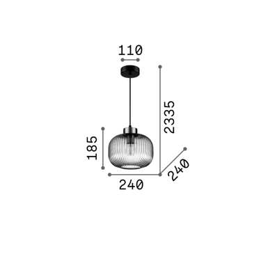 Suspension design Ideal lux Mint Noir Verre 237398