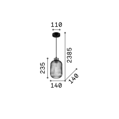 Suspension design Ideal lux Mint Noir Verre 237442