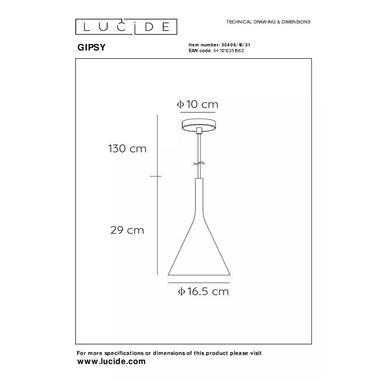 Suspension GIPSY - Ø 16,5 cm - 1xE27 - Blanc - Lucide - 35406/16/31