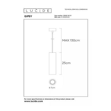 Suspension GIPSY - Ø 7 cm - 1xGU10 - Blanc -  35400/25/31