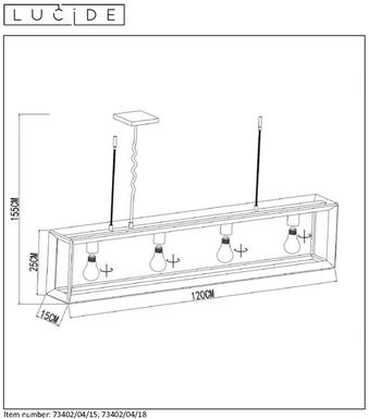 Suspension industrielle Lucide Thor Gris Métal 73402/04/15