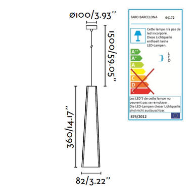 Suspension led Faro Pluma Noir Aluminium 64172