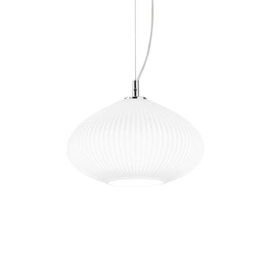 Suspension design Plisse - 1xE27 - Chrome / Blanc - Ideal lux Ideal lux Plisse Chrome / Blanc Métal chromé / Verre soufflé 264509