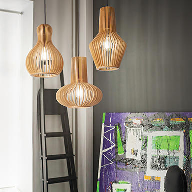 Suspension scandinave Ideal lux Citrus Beige Bois 159867