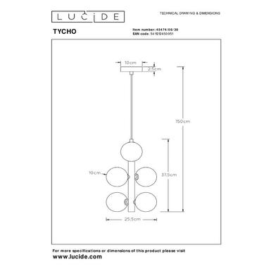 Suspension TYCHO - Ø 25,5 cm - 6xG9 - Noir - Lucide - 45474/06/30