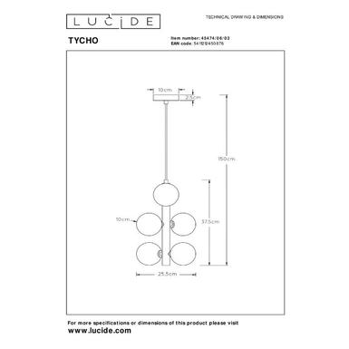 Suspension TYCHO - Ø 25,5 cm - 6xG9 - Or Mat / Laiton - Lucide - 45474/06/02