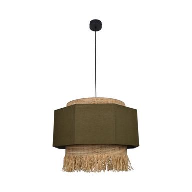 Suspension Marrakech XL Ø 60 cm - Kaki - Lin / Raphia frangé - Market Set - 655577