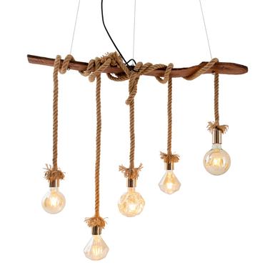 Suspensions 1 lampes design Näve Rope Beige Bois 6123527