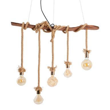 Suspensions 1 lampes design Näve Rope Beige Bois 6123527