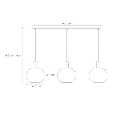 Suspension en verre JULIUS 3xE27 - Noir Métal - Lucide - 34438/03/65