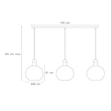 Suspension en verre JULIUS 3xE27 - Noir Métal - Lucide - 34438/03/65