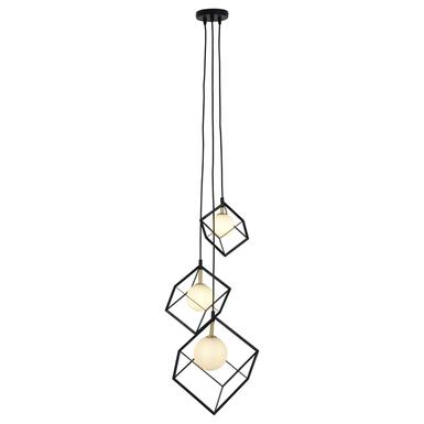 Suspensions 3 lampes design Näve Cadre Noir Métal - Verre 7083022