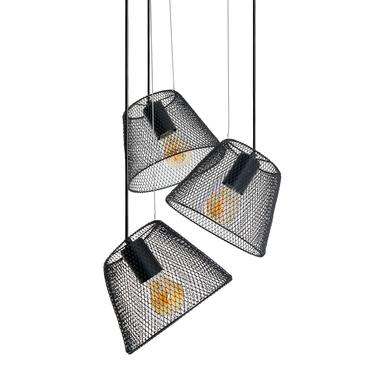 Suspensions 3 lampes design Näve Korie Noir Métal 7085122