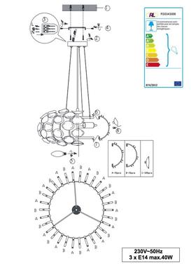 Suspensions 3 lampes design Trio Spoon Chrome Métal R30343006