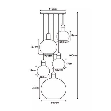 Suspension en verre JULIUS- 5XE27 -Métal - Lucide - 34438/05/65