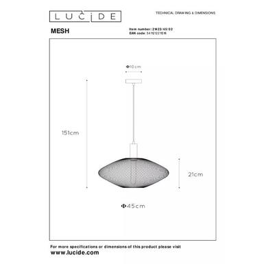 Suspension Mesh - Lucide - Ø 45 cm - 1xE27 - Or mat / Laiton - 21423/45/02