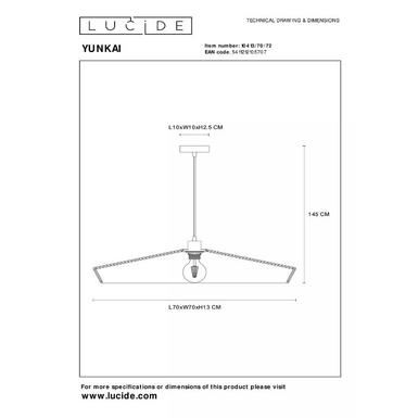 Suspension YUNKAI -Ø 70 cm 1xE27 - Rotin - Lucide 10413/70/72