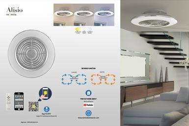 Ventilateur de plafond avec éclairage led Mantra Alisio Noir Acrylique 7492