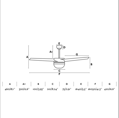 Ventilateur de plafond Easy Ø 105 cm - Moteur AC - Métal Gris - Faro - 33416