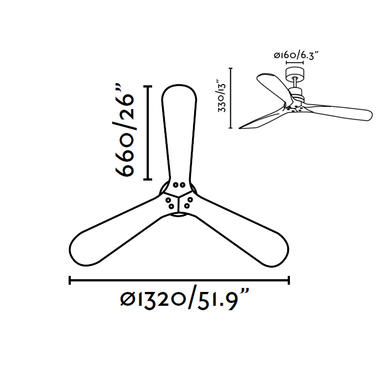 Ventilateur de plafond Lantau Faro Ø 132 cm sans LED - Marron foncé - Noyer - Faro - 33370