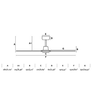 Ventilateur de plafond Morea Ø 152 cm - Moteur DC - Marron clair - Faro - 33519