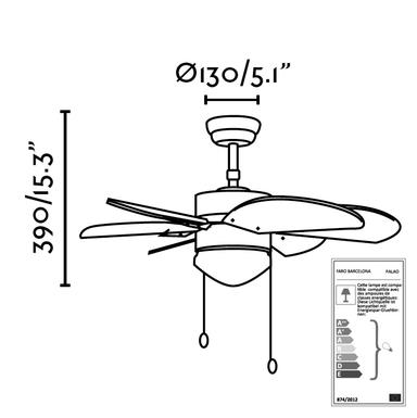 Ventilateur de plafond Faro Palao Nickel Métal 33183