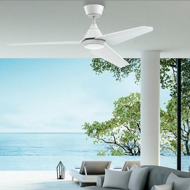 Ventilateur de plafond intérieur ou extérieur (IP44) led blanc ACB Bora Blanc ABS V2516523B