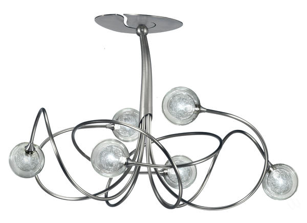 Plafonnier ventilateur Calima Verre,acier Nickel satiné,sablé